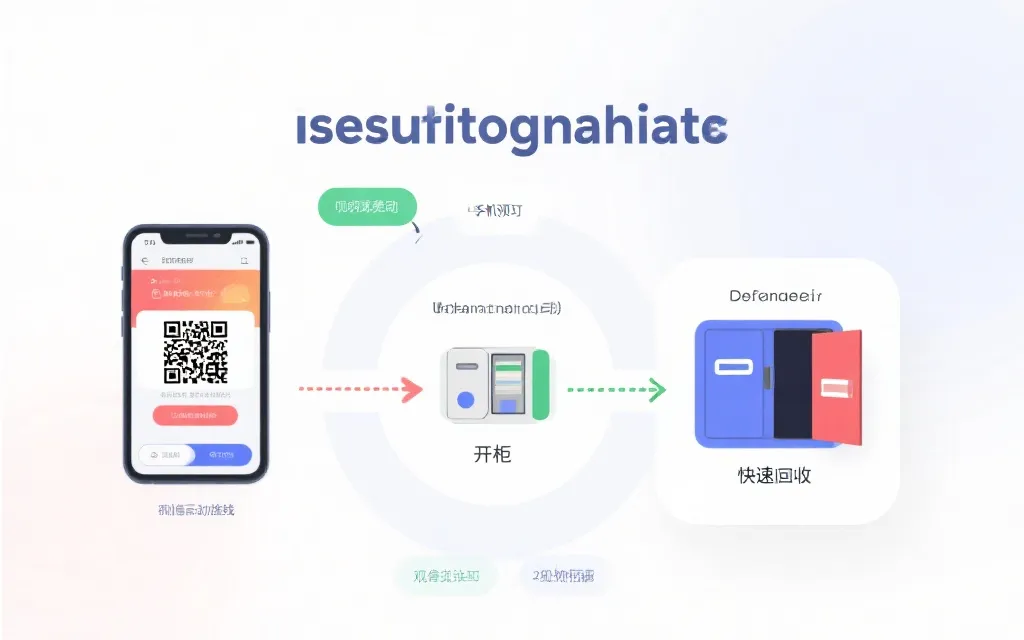 比赛日人流动线示意：手机预订、智能柜扫码开柜、快速入场